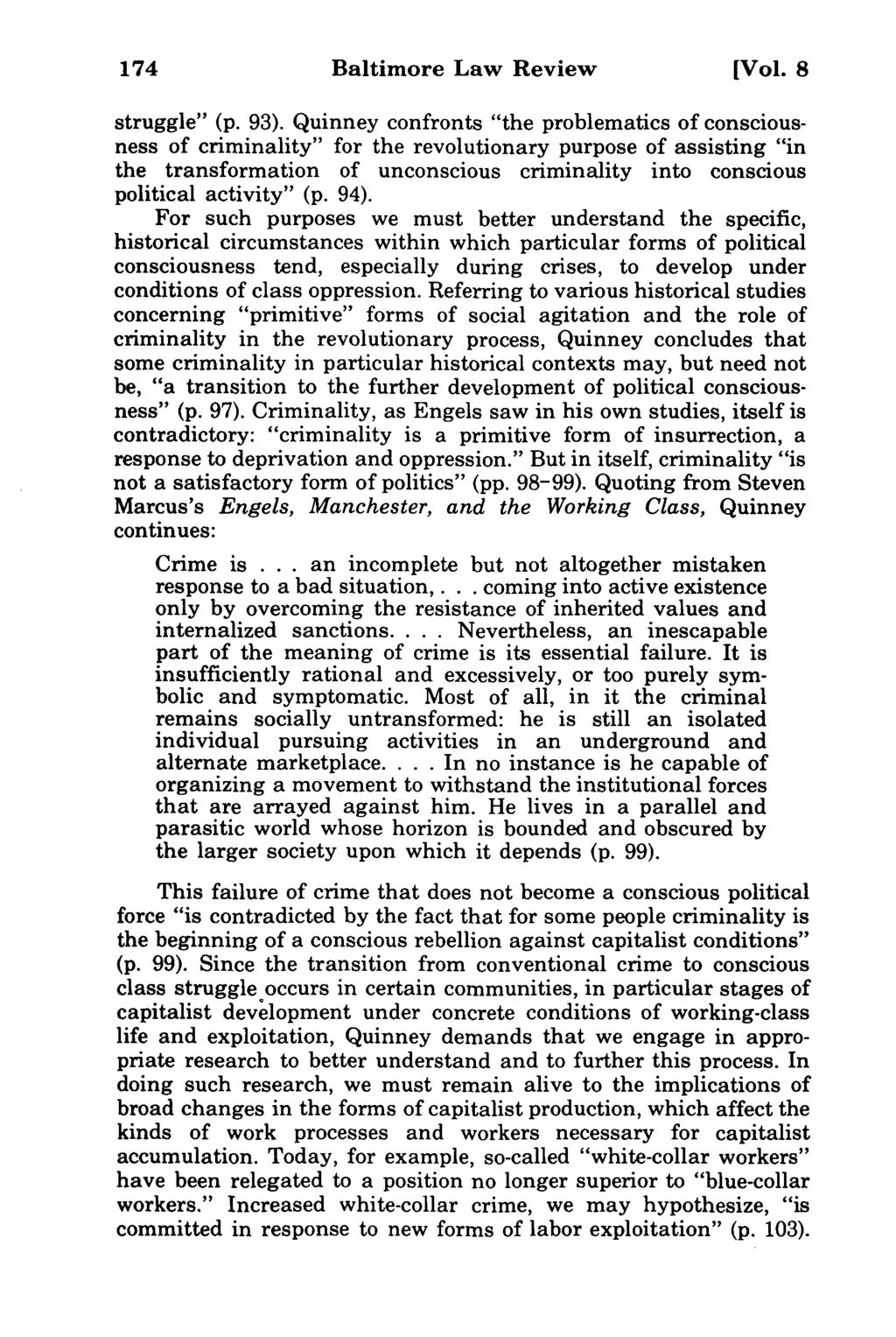 174 Baltimore Law Review [Vol. 8 struggle" (p. 93).