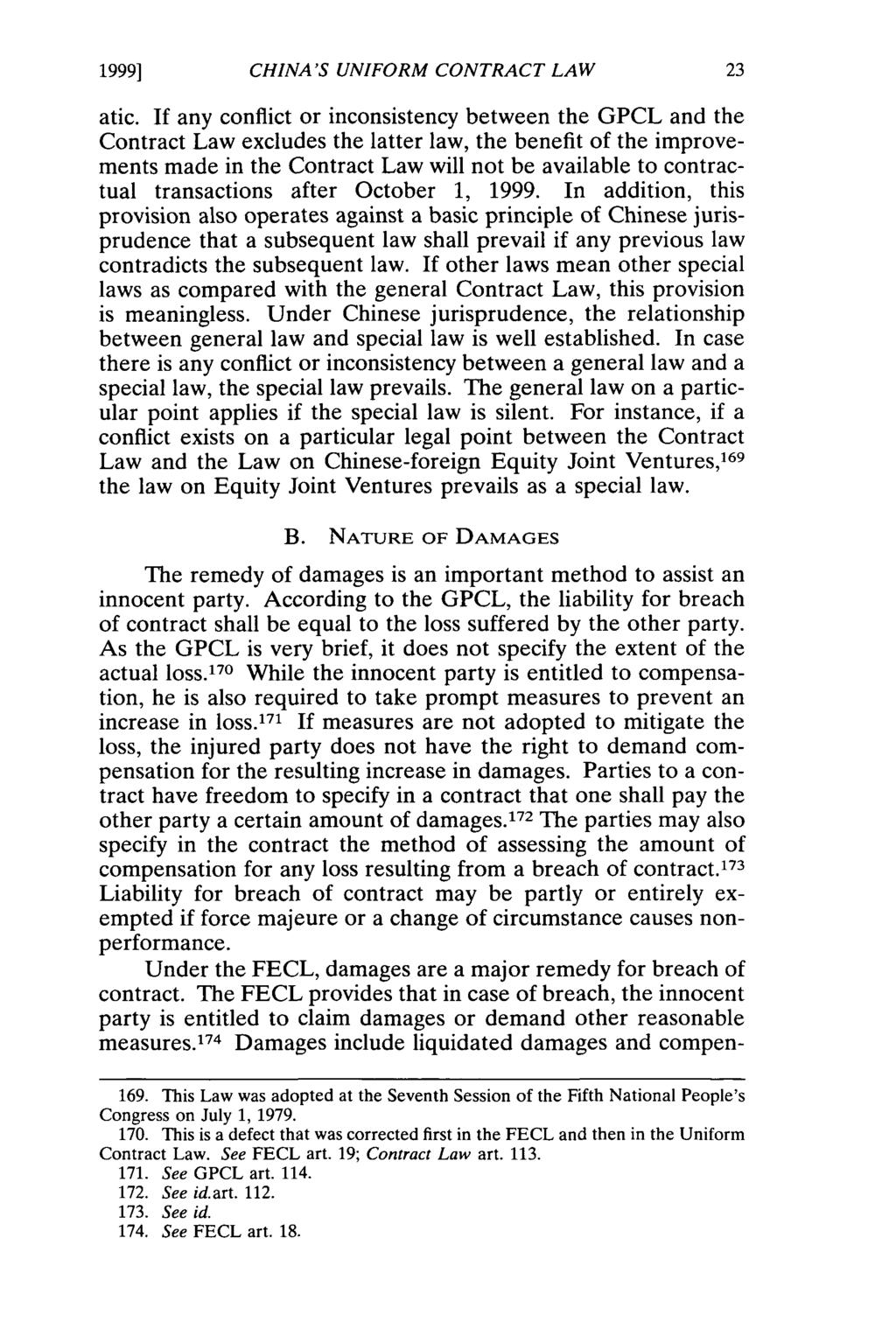 1999] CHINA'S UNIFORM CONTRACT LAW atic.