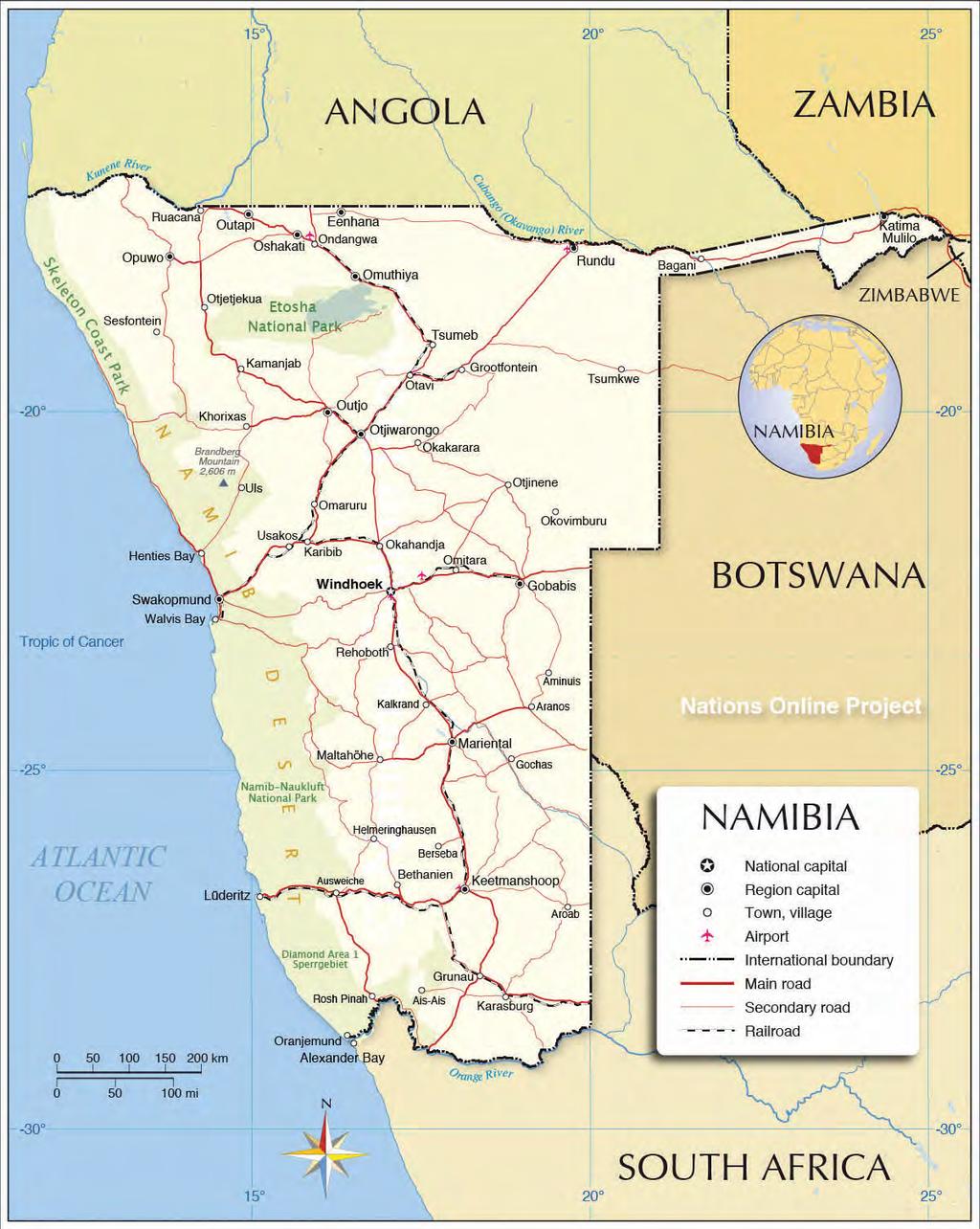 Political map of Namibia Source: www.nationsonline.