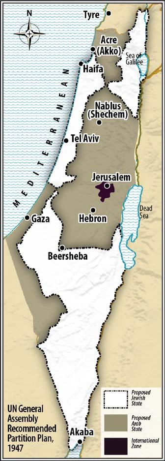 The Partition Plan - UN Resolution 181 November 29 1947 UN Resolution 181, recommended to partition the remaining 23% of Jewish Palestine into a Jewish state and an Arab state.