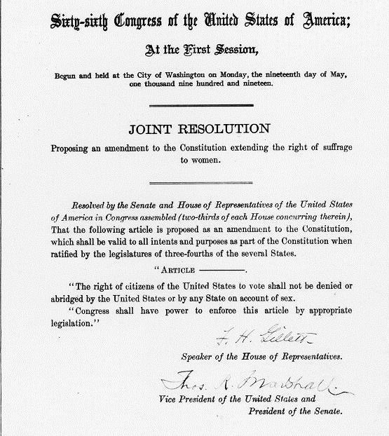 WOMEN GET THE RIGHT TO VOTE WITH THE 19 TH AMENDMENT AUGUST 24, 1920 AMENDMENT XIX THE RIGHT OF CITIZENS OF THE UNITED STATES TO VOTE SHALL NOT BE
