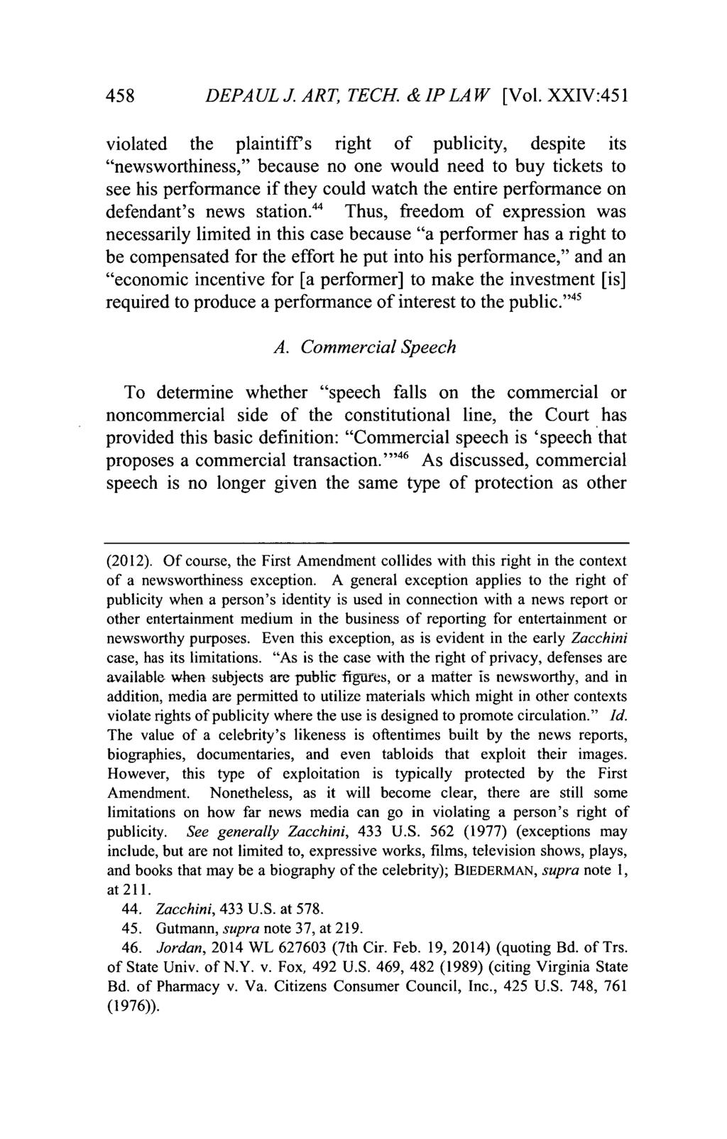 DePaul Journal of Art, Technology & Intellectual Property Law, Vol. 24, Iss. 2 [], Art. 8 458 DEPAUL J. ART, TECH. & IP LAW [Vol.