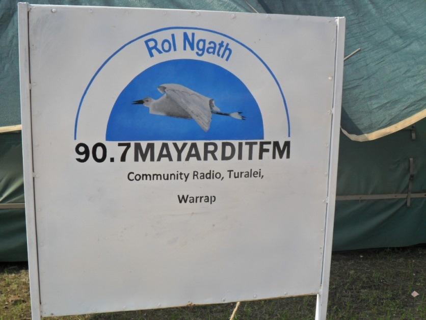 Mayardit FM signpost outside Internews country office in Juba.