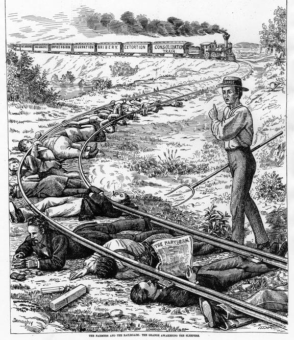 Attachment B : "The Farmers & the Railroads: The Grange Awakening the Sleepers" Source: Created by Donaghy in 1873.