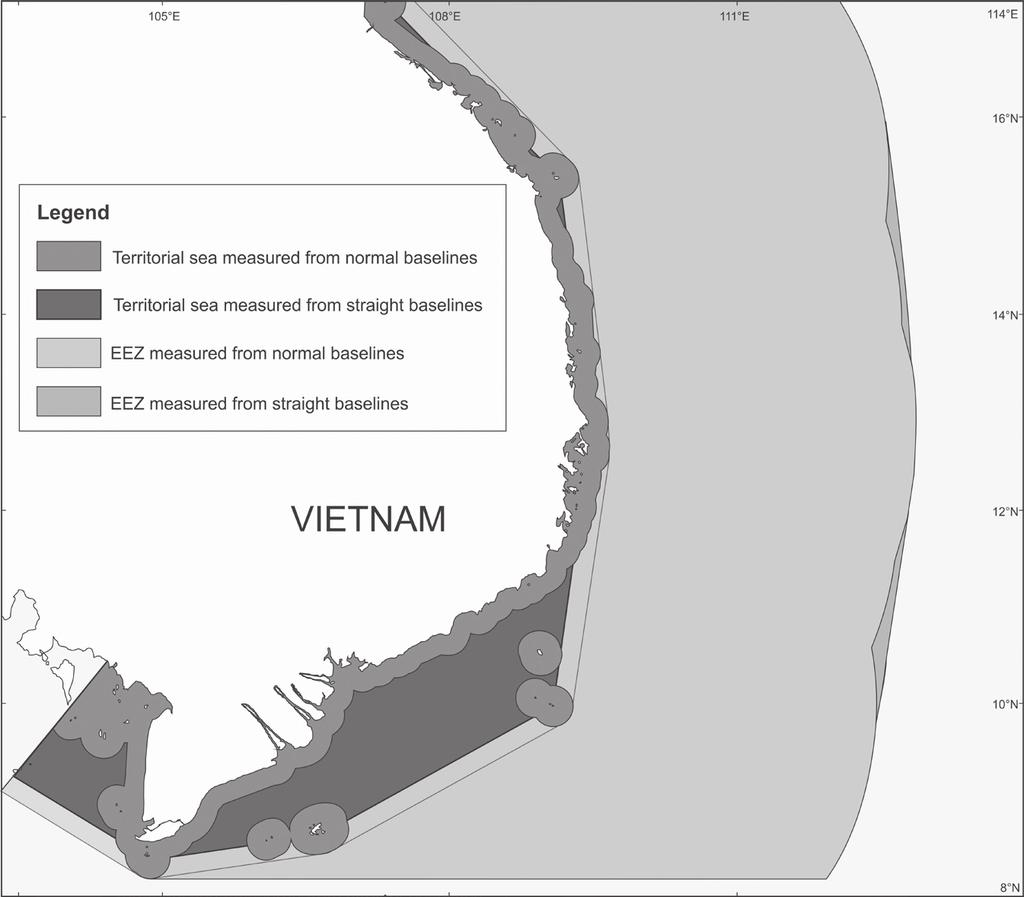 200 beckman and schofield figure 2 The impact of Vietnam s claimed straight baselines on its maritime claims21 None of the States bordering the South China Sea have issued official charts or lists of
