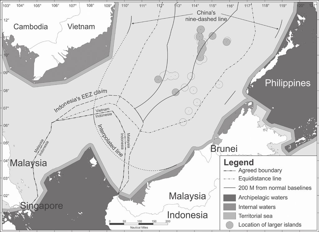 234 beckman and schofield figure 7 Maritime boundaries and overlapping maritime claims in the South-western South China Sea Indonesia has been resistant to any suggestion that it must negotiate a
