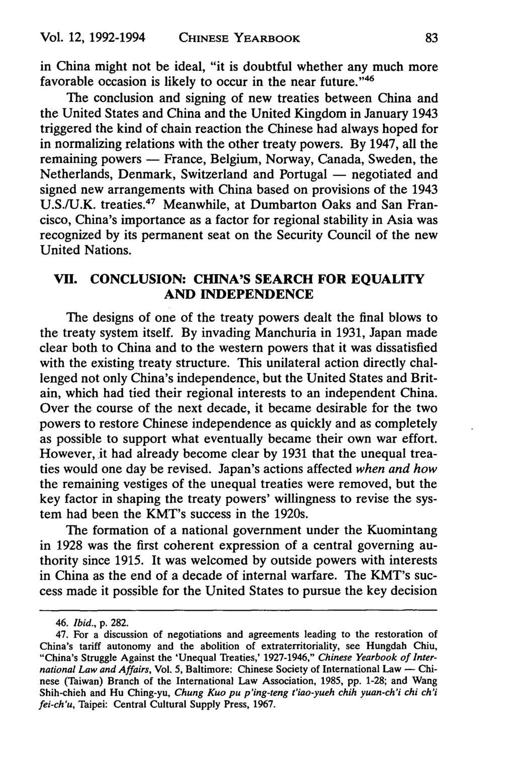 Vol. 12, 1992-1994 CHINESE YEARBOOK in China might not be ideal, "it is doubtful whether any much more favorable occasion is likely to occur in the near future.