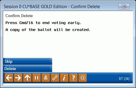 You will then be asked to confirm your deletion of the ballots. After the deletion, you will move to the screen to print the ballot results. Press Enter to move past this screen as well.