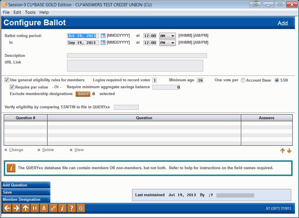 CONFIGURING AN ONLINE BALLOT To set up an online ballot use Tool #564 Online Ballot Config & Results Info.