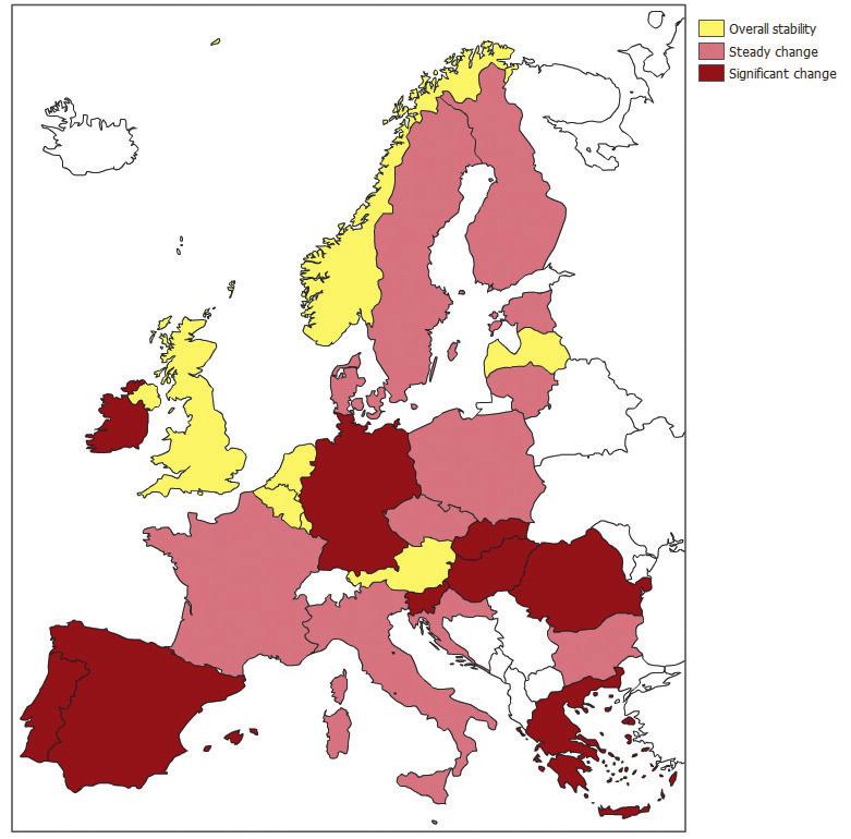 Collective bargaining in Europe in the 21st century Figure 2: The intensity of change in collective bargaining since 1997 Source: Authors, based on Table A7 in the annex Despite all asymmetries and