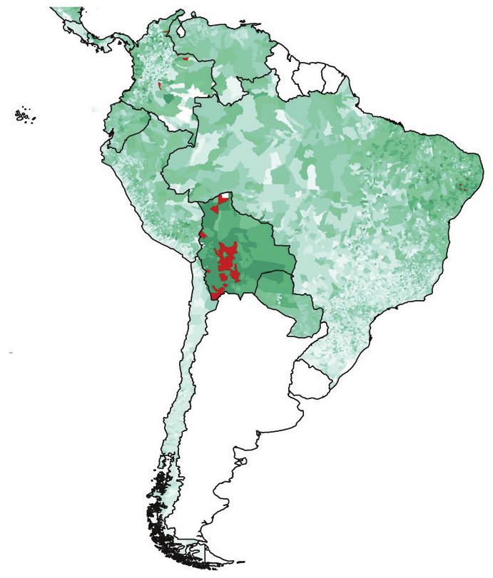 the basis of data from population and housing censuses, within the framework of the PAHO project, Regional altas of subnational vulnerability and its impact on health, 2010. Map VI.