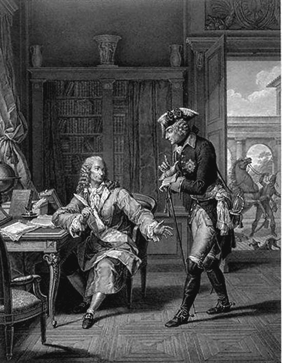Lesson Two Document 2 B VOLTAIRE AND HIS STUDENT, FREDERICK II OF PRUSSIA Engraving by Pierre-Louis Baquoy after