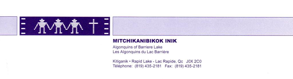 BACKGROUNDER ALGONQUINS OF BARRIERE LAKE 1991 TRILATERAL & 1998 BILATERAL AGREEMENTS & MOMI (1997) The Algonquins of Barriere Lake (also known by their Algonquin name, Mitchikanibikok Inik ) is a