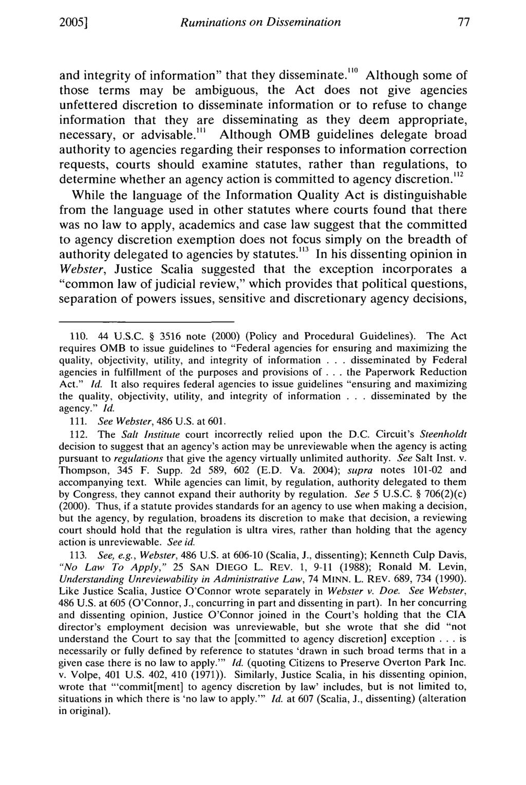 2005] Ruminations on Dissemination and integrity of information" that they disseminate.