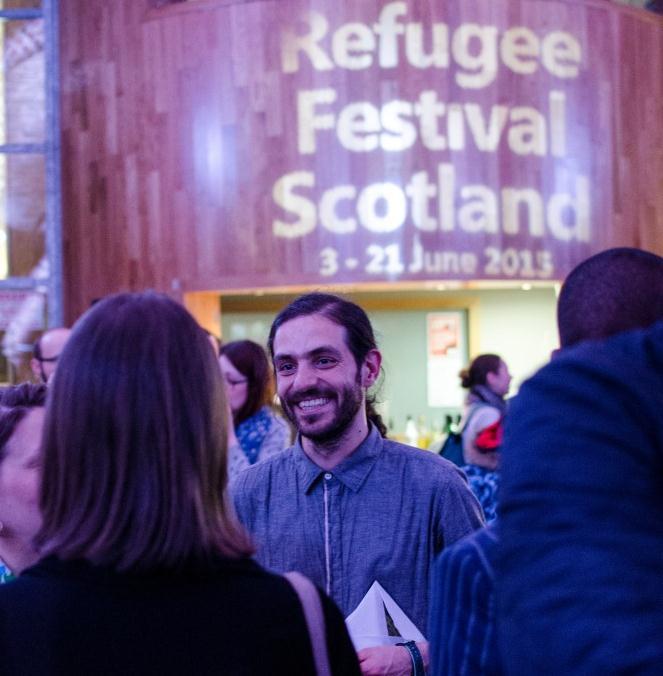 Pic: Being Human Launch at the Arches Theatre, Refugee Festival Scotland 2015 We facilitate and broker ongoing creative exchanges for refugees and asylum seekers to access wider opportunities on an