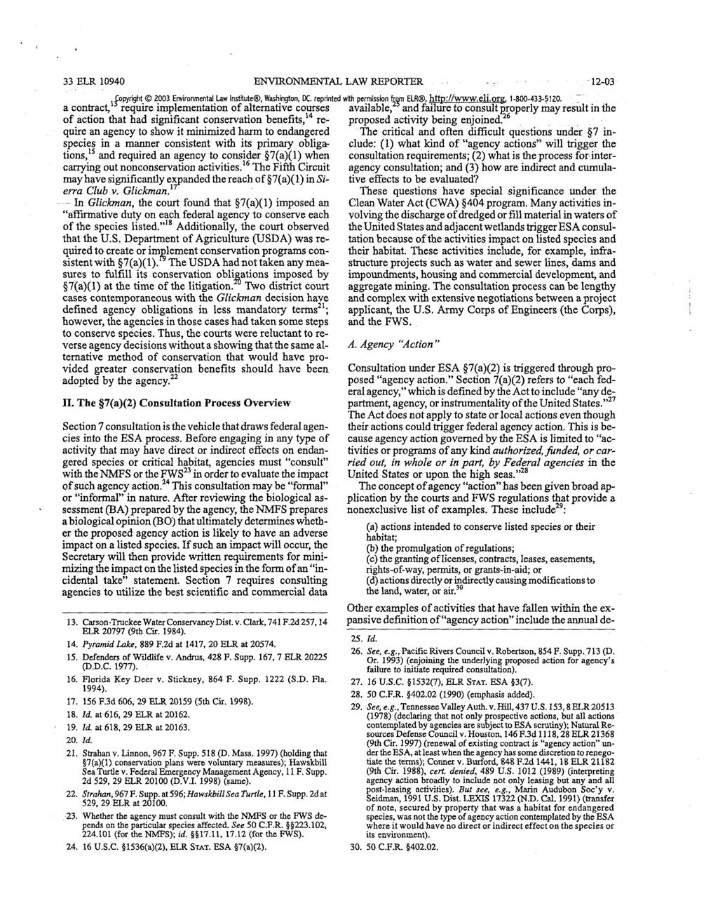 33 ELR 10940 ENVIRONMENTAL LAW REPORTER 12-03 Copyright 2003 Environmental Law Institute, Washington, DC. reprinted with permission from ELR, http://www.eli.org, 1-800-433-5120.