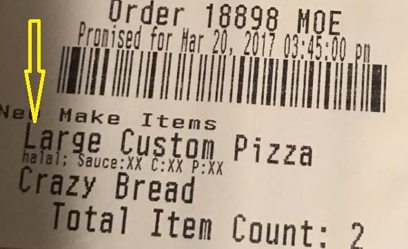 labeled: Large Custom Pizza
