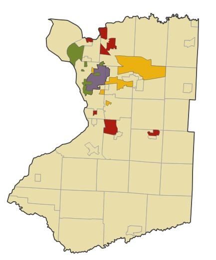 20 Figure 17. Connections and comparisons between "East Side - Buffalo" and Erie County major and minor employment centers.