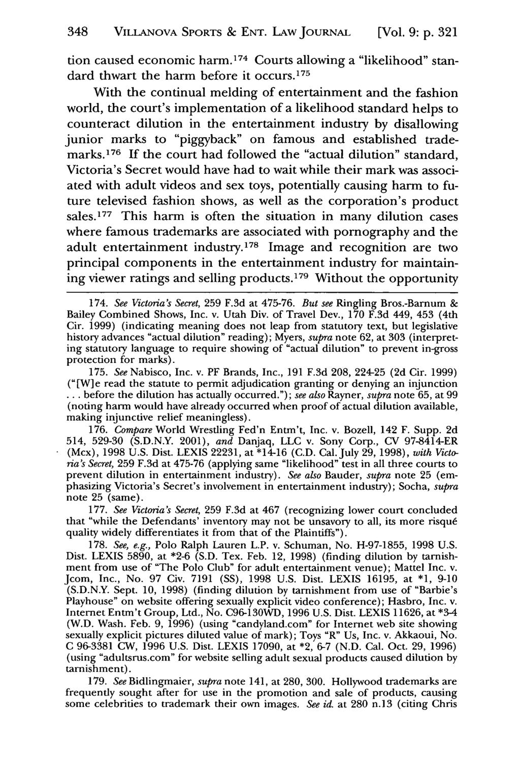 348 VILLANOVA Jeffrey S. Moorad SPORTS Sports & Law ENT. Journal, LAW Vol. 9, JOURNAL Iss. 2 [2002], Art. 4[Vol. 9: p. 321 tion caused economic harm.