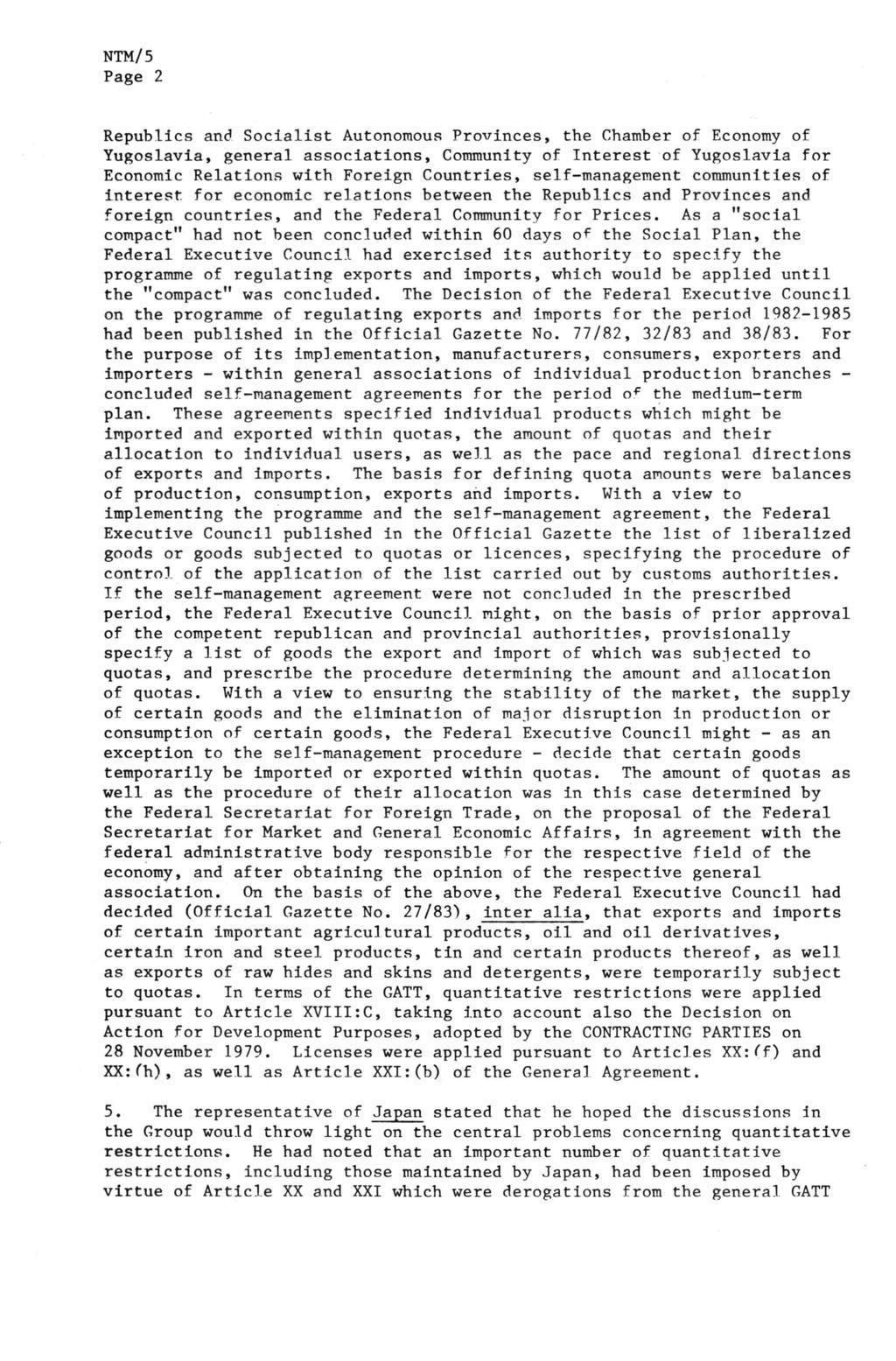 Page 2 Republics and Socialist Autonomous Provinces, the Chamber of Economy of Yugoslavia, general associations, Community of Interest of Yugoslavia for Economic Relations with Foreign Countries,