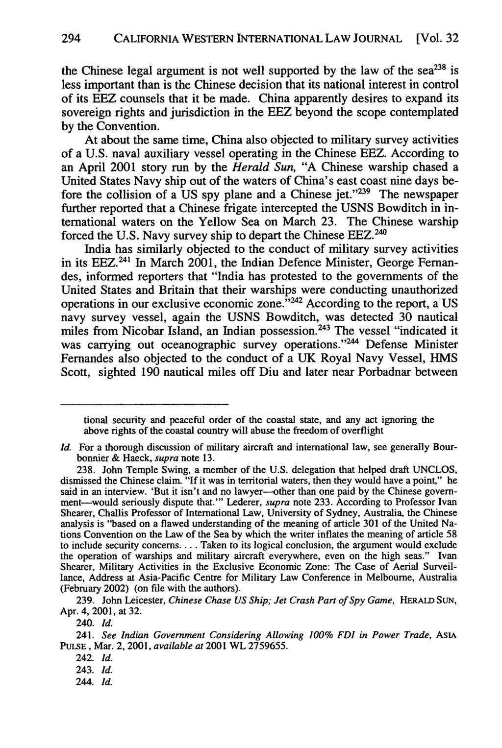 California Western International Law Journal, Vol. 32 [2001], No. 2, Art. 4 294 CALIFORNIA WESTERN INTERNATIONAL LAW JOURNAL [Vol.