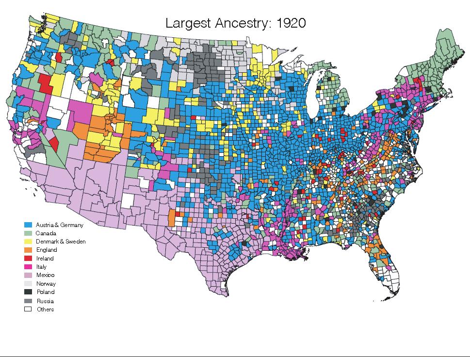 Abramitzky and Boustan: Immigration in American Economic History 7 Largest Ancestry: 1920 Austria & Germany Canada Denmark & Sweden England Ireland Italy Mexico Norway Poland Russia Others Figure 3.
