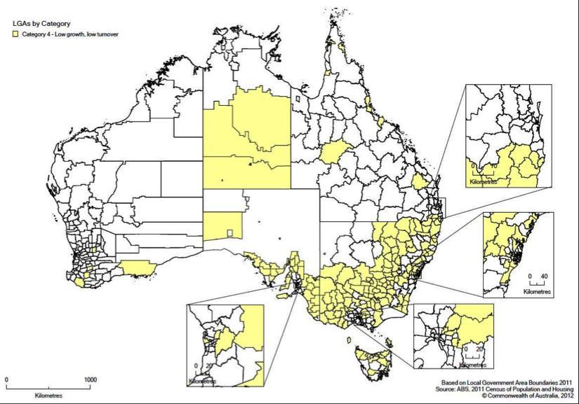 Turnover, 2006-11 Source: ABS, 2013a 13: Australia: LGAs with Low