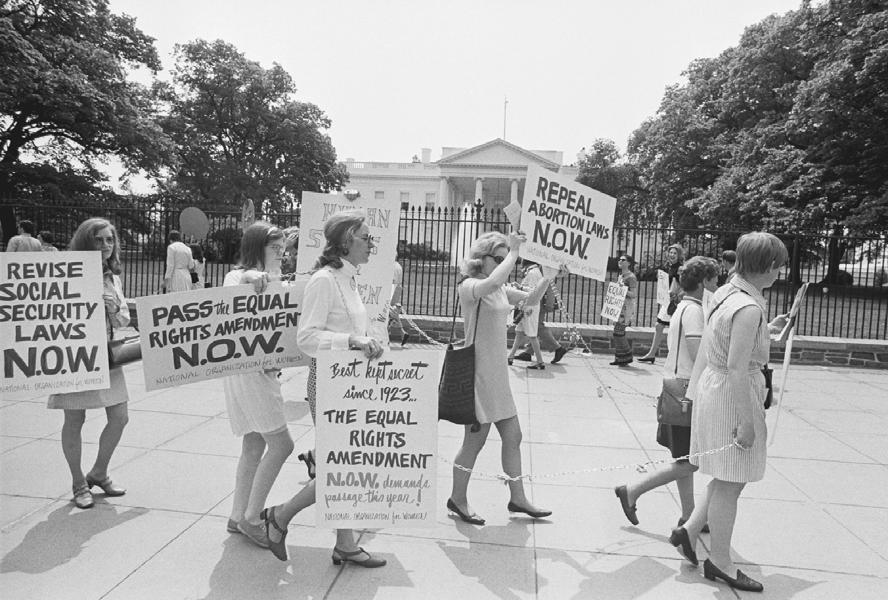 National Organization for Women members demonstrate outside the White House in 1969 asking for passage of the Equal Rights Amendment, as stated in Section I of the Bill of Rights for Women in 1968.
