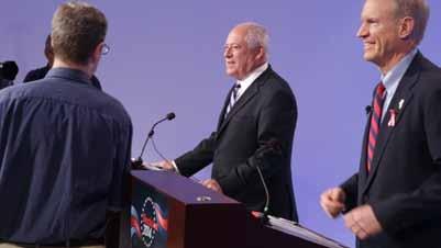 Evaluating Outcomes, Measuring Impact Downstate Debate Incumbent Democratic Governor Pat Quinn of Chicago, and Republican nominee Bruce Rauner of Winnetka met for the Illinois Gubernatorial Downstate
