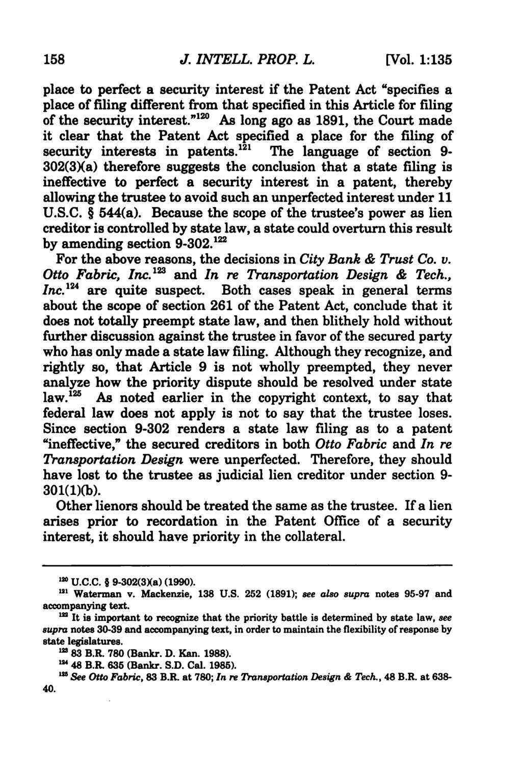Journal of Intellectual Property Law, Vol. 1, Iss. 1 [1993], Art. 8 158 J. INTELL. PROP. L. [Vol.