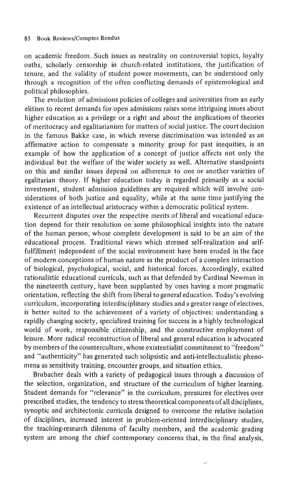 85 Book Reviews/Comptes Rendus on academic freedom.