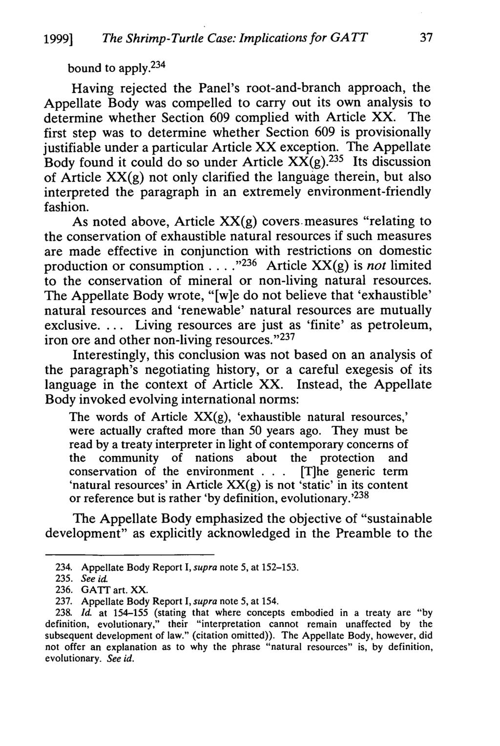 1999] The Shrimp- Turtle Case: Implications for GATT 37 bound to apply.