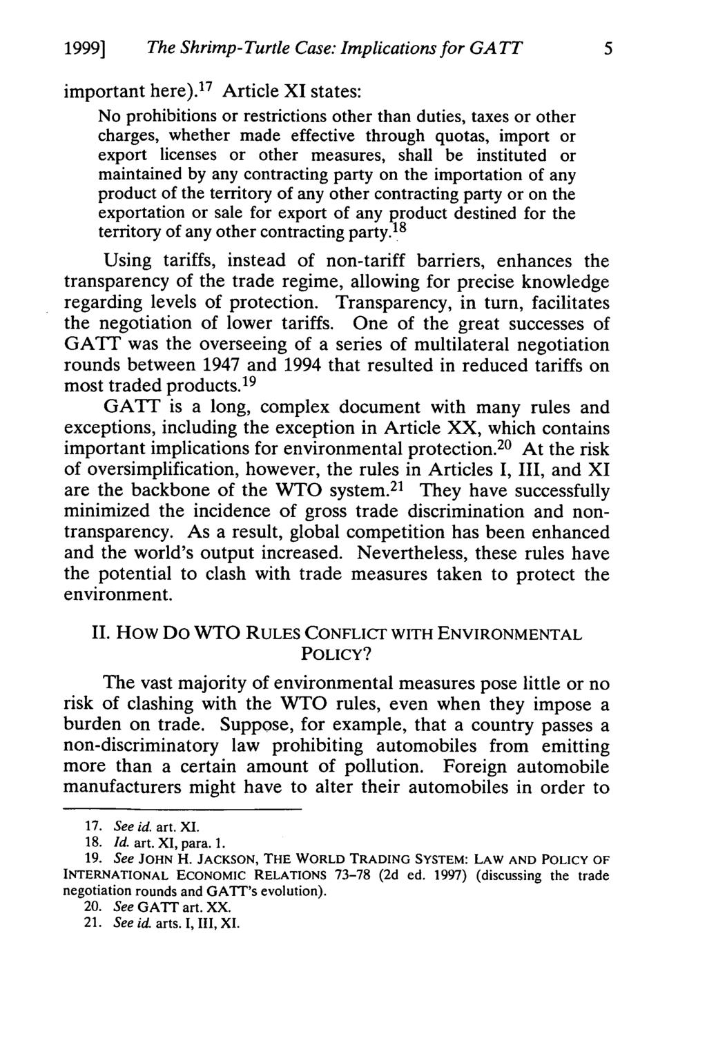 1999] The Shrimp-Turtle Case: Implications for GATT 5 important here).