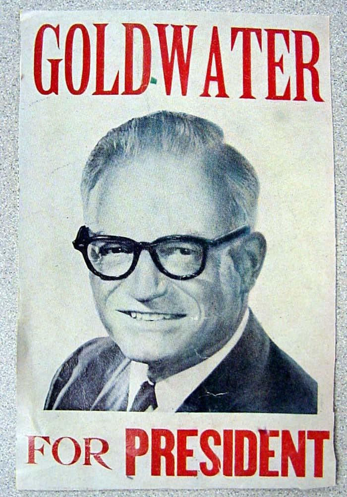 Johnson Battles Goldwater In 1964 Johnson is easily nominated in 1964; runs on a very liberal platform. Republicans nominate Senator Barry Goldwater very, very conservative.