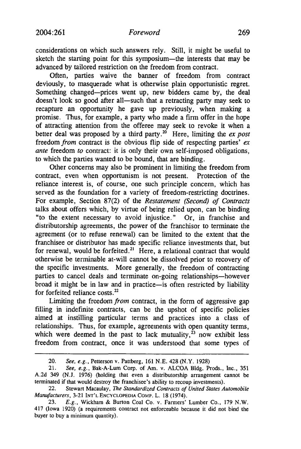 2004:261 Foreword 269 considerations on which such answers rely.