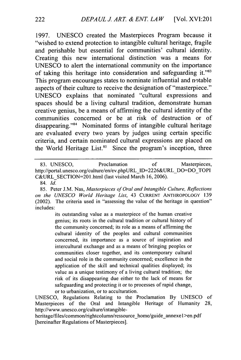 DePaul Journal of Art, Technology & Intellectual Property Law, Vol. 16, Iss. 2 [], Art. 2 DEPAULJ.ART &ENT.LAW [Vol.XVI:201 1997.