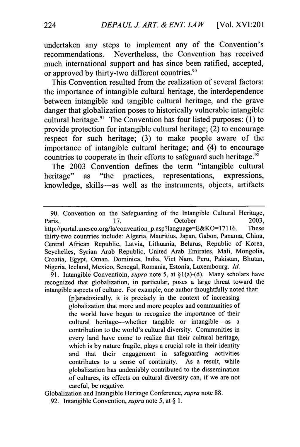 DePaul Journal of Art, Technology & Intellectual Property Law, Vol. 16, Iss. 2 [], Art. 2 DEPAULJ.ART. &ENT. LAW [Vol.