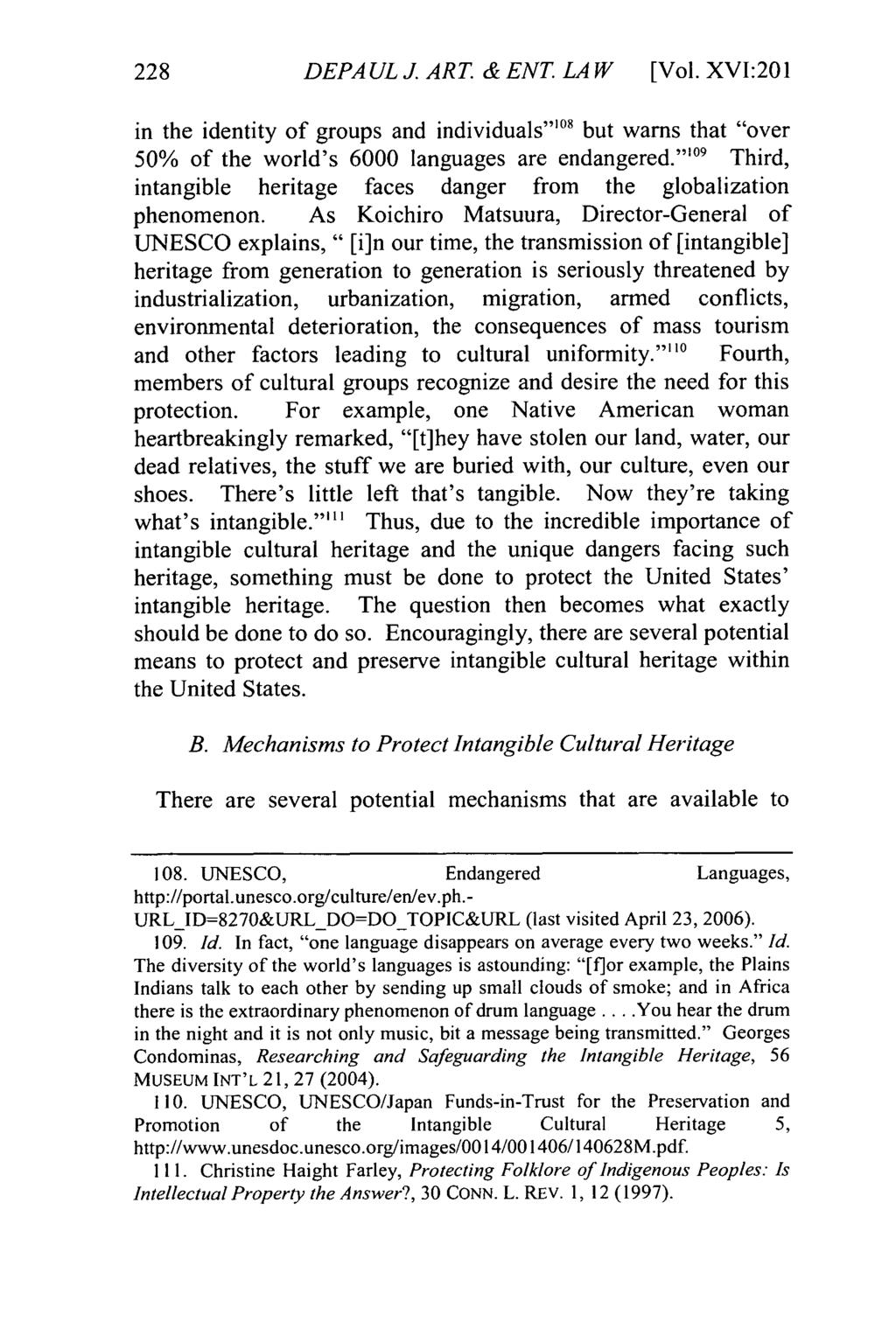 DePaul Journal of Art, Technology & Intellectual Property Law, Vol. 16, Iss. 2 [], Art. 2 DEPAULJ.ART &ENT LAW [Vol.