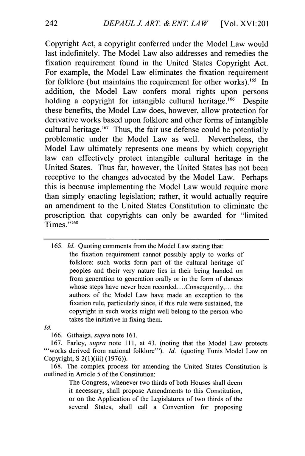 DePaul Journal of Art, Technology & Intellectual Property Law, Vol. 16, Iss. 2 [], Art. 2 DEPAULJ.ART. &ENT LAW [Vol.