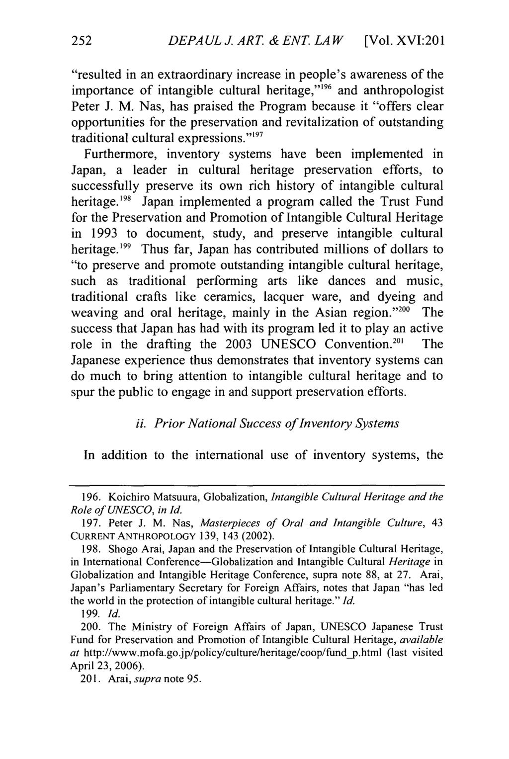DePaul Journal of Art, Technology & Intellectual Property Law, Vol. 16, Iss. 2 [], Art. 2 DEPAULJ.ART. &ENT.LAW [Vol.
