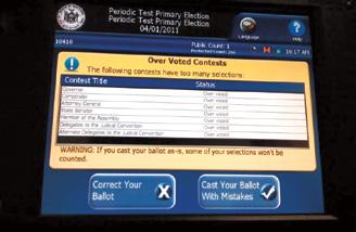 Scanner Inspector Job: Serving the Voters (continued) Over vote screen appears An over vote happens when a voter marks the ballot for more candidates in a race than the number of vacancies to be
