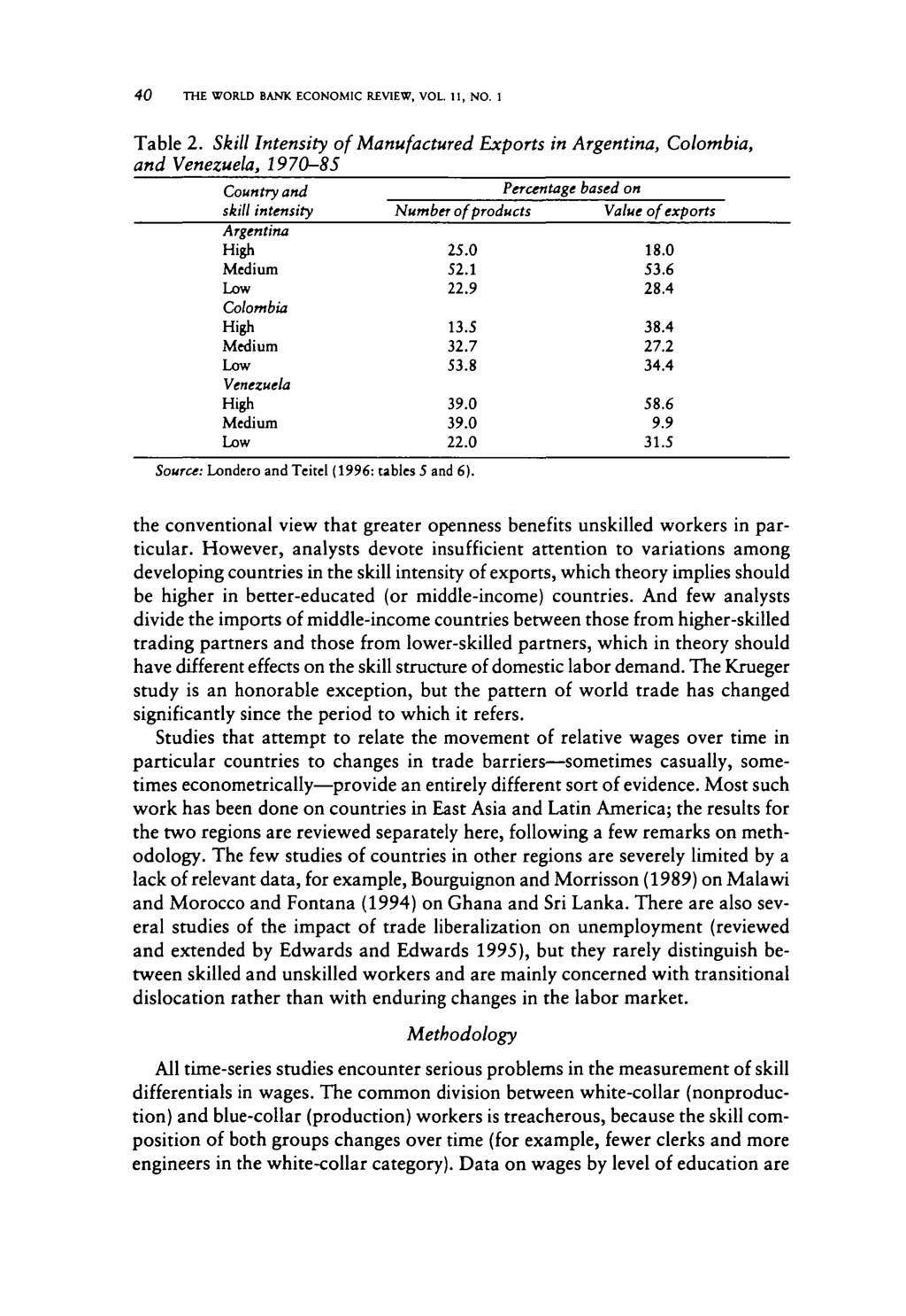 40 THE WORLD BANK ECONOMIC REVIEW, VOL 11, NO. 1 Table 2.