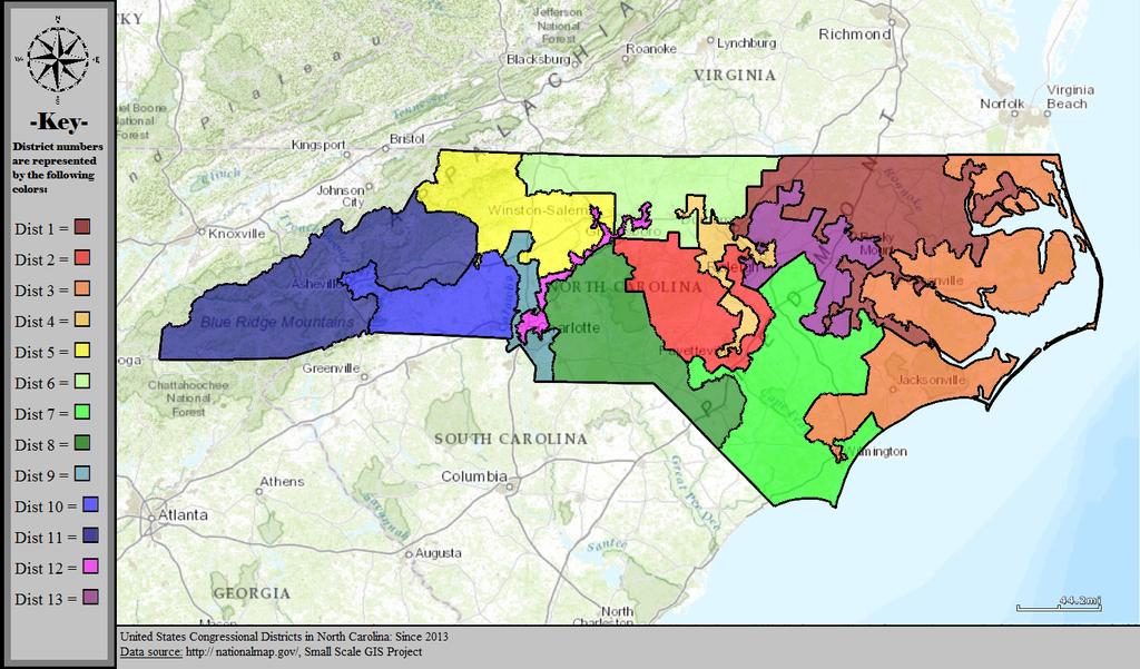 Cooper vs Harris: North Carolina district map Supreme Court ruled 5-3 earlier this week that Districts 1 and 12 exhibit unconstitutional racial gerrymandering District 12 elected