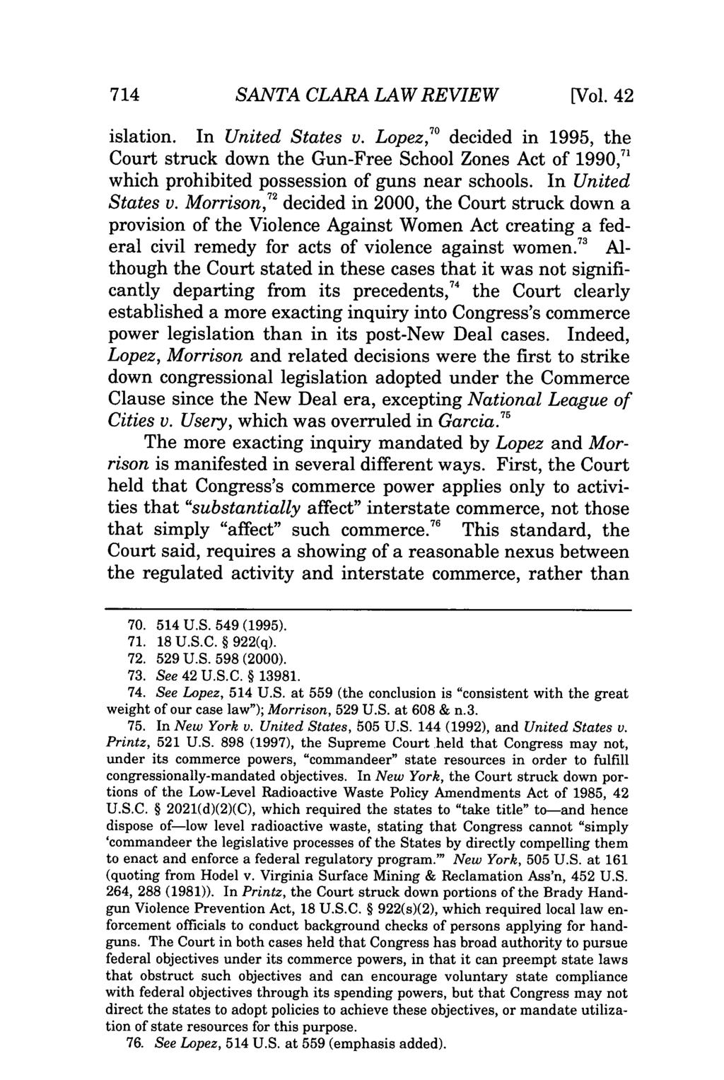 714 SANTA CLARA LAW REVIEW [Vol. 42 islation. In United States v.