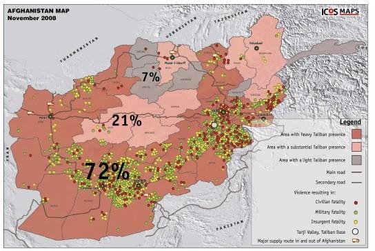 Taliban Presence in November 2008 Source: ICOS, The