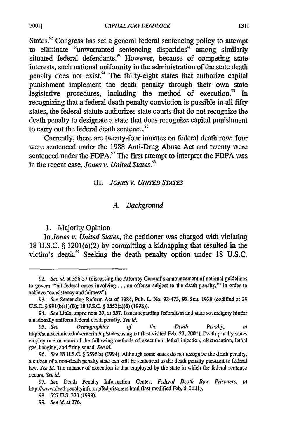 20011 Berberich: Jury Instructions Regarding Deadlock in Capital Sentencing CAPITAL JURY DEADLOCK States.