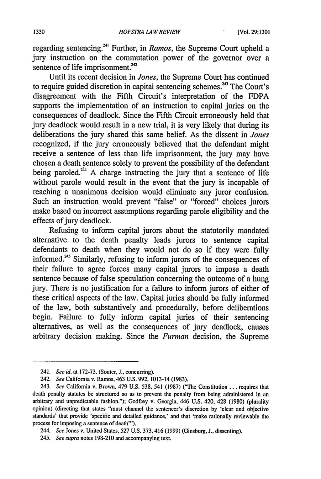 Hofstra Law Review, Vol. 29, Iss. 4 [2001], Art. 11 1330 HOFSTRA LAW REVIEW [Vol. 29:1301 regarding sentencing.
