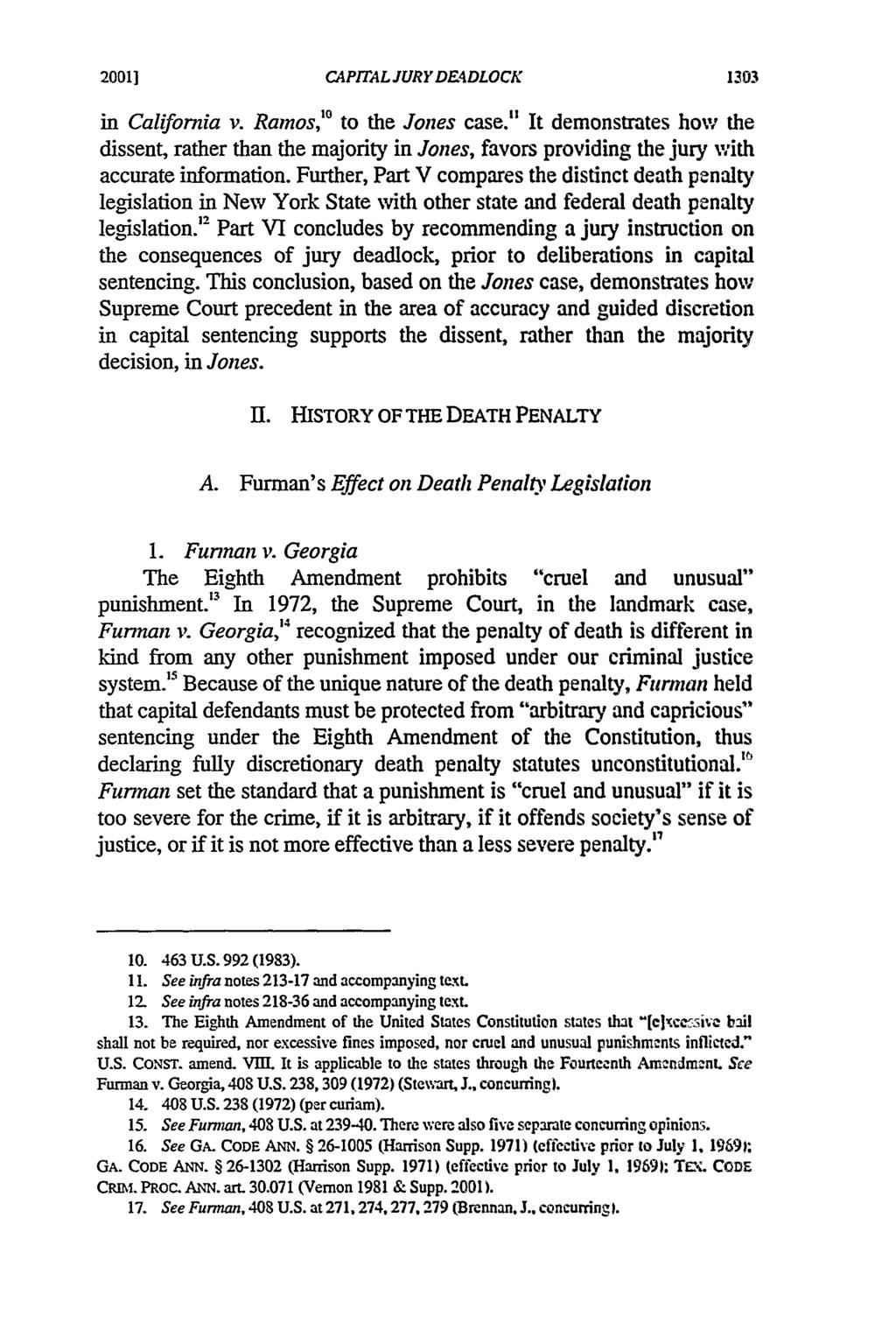 20011 Berberich: Jury Instructions Regarding Deadlock in Capital Sentencing CAPITAL JURYDE4DLOCK in California v. Rainos, to the Jones case.