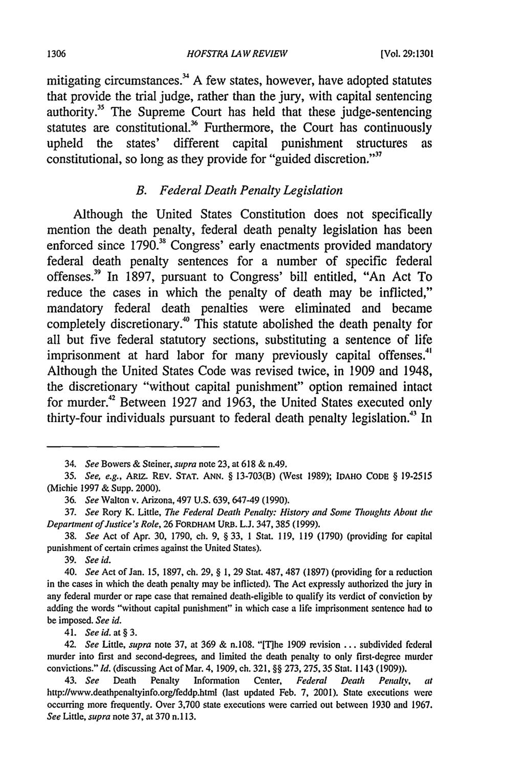 Hofstra Law Review, Vol. 29, Iss. 4 [2001], Art. 11 HOFSTRA LAW REVIEW[ [Vol. 29:1301 mitigating circumstances.