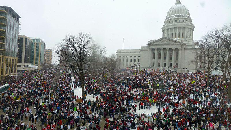 4 An explosion of protests The reaction of state employees in Wisconsin and of organized labor in America was swift and furious.